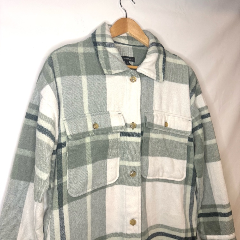 Banana Republic Green and White Plaid Utility Jacket - Picture 6 of 12